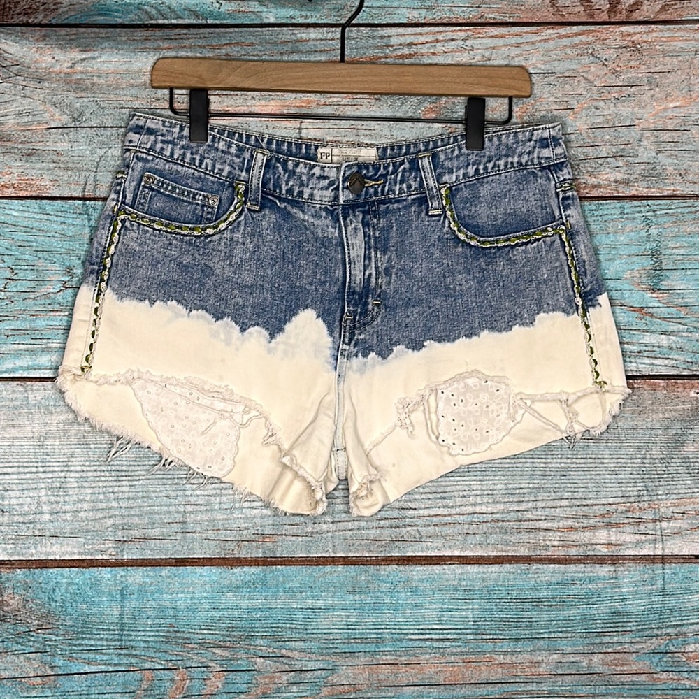 Free People Jean Denim Shorts Size 29 White Blue